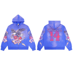Vale Forever Valley Dreams Eagle Graphic Zip-Up Hoodie