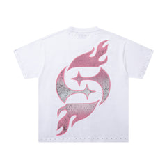 SUPPLY Dragon Flame Graphic Oversized White T-Shirt