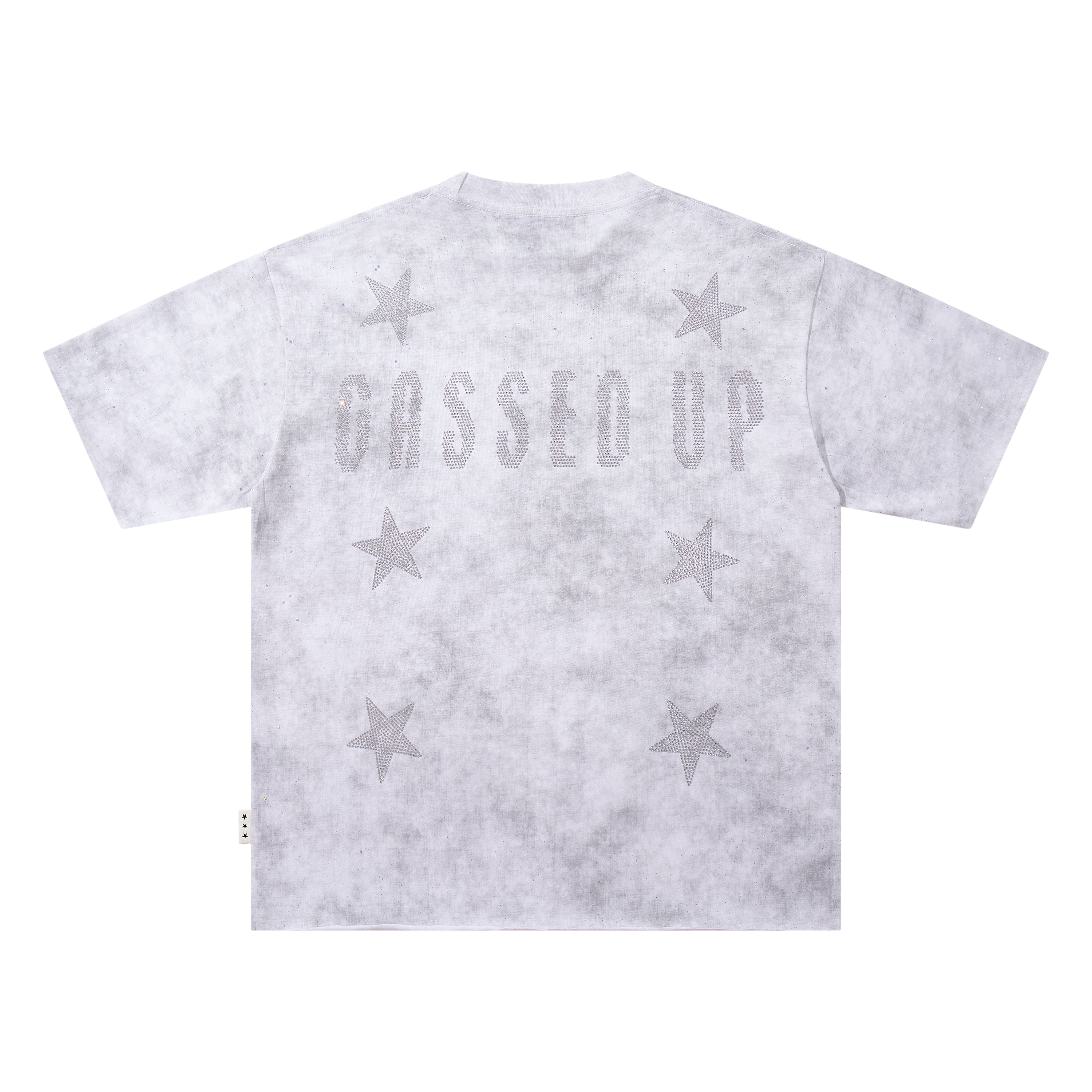 BKYS Cased DJ Star Rhinestone White Washed Oversized Graphic T-Shirt