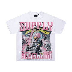 SUPPLY Dragon Flame Graphic Oversized White T-Shirt