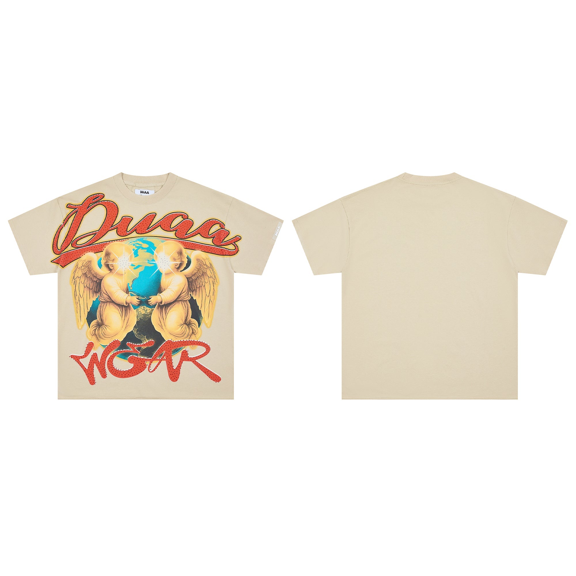 DUAA Angel Globe Retro Hip‑Hop Graphic Tee