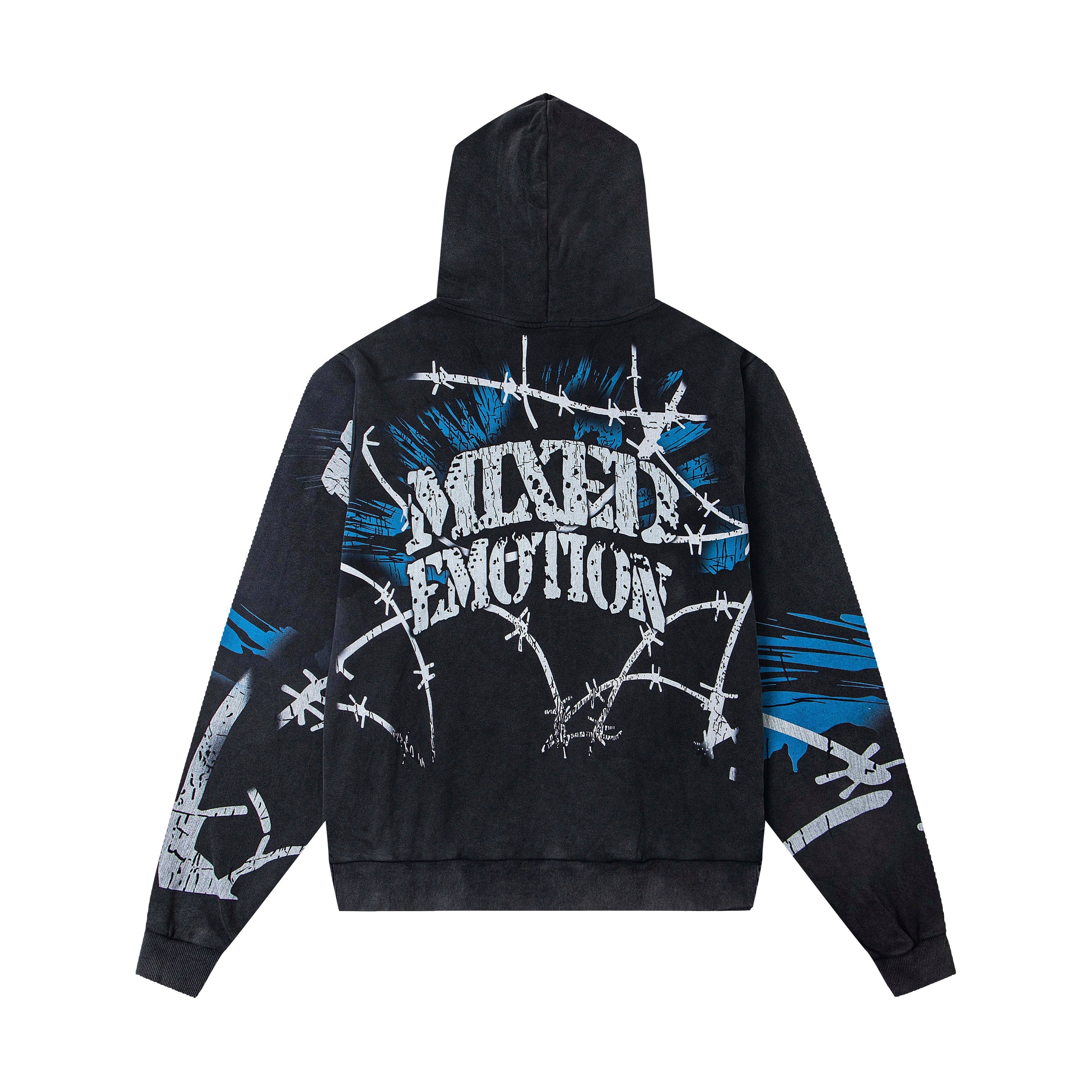 Mixed Emotions Dark Warrior Art Zip Up Hoodie Punk Streetwear Jacket