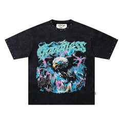 BKYS Eagle Lightning Graphic Studded Short Sleeve Tee Vintage Black