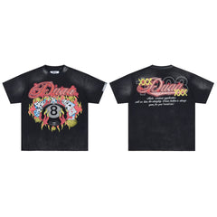DUAA 8‑Ball Gambling Flames Double‑Sided Retro Graphic Tee