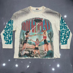 Roughplay Desert Retro Girls UFO Long‑Sleeve Distressed Tee