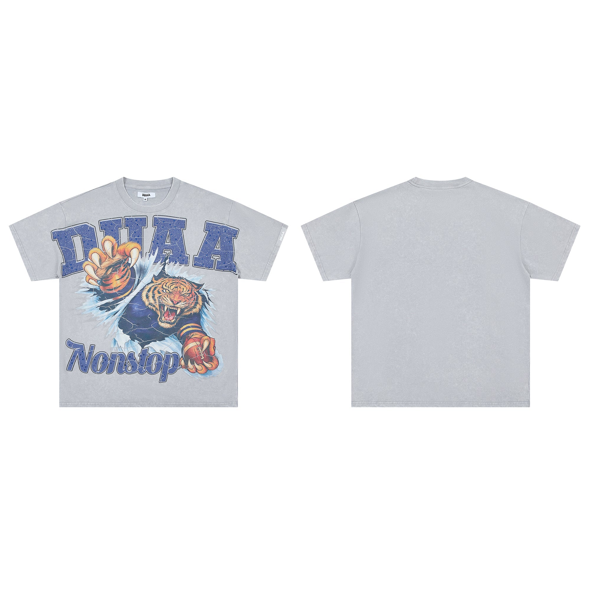 DUAA Nonstop Tiger Vintage Graphic Short‑Sleeve Tee