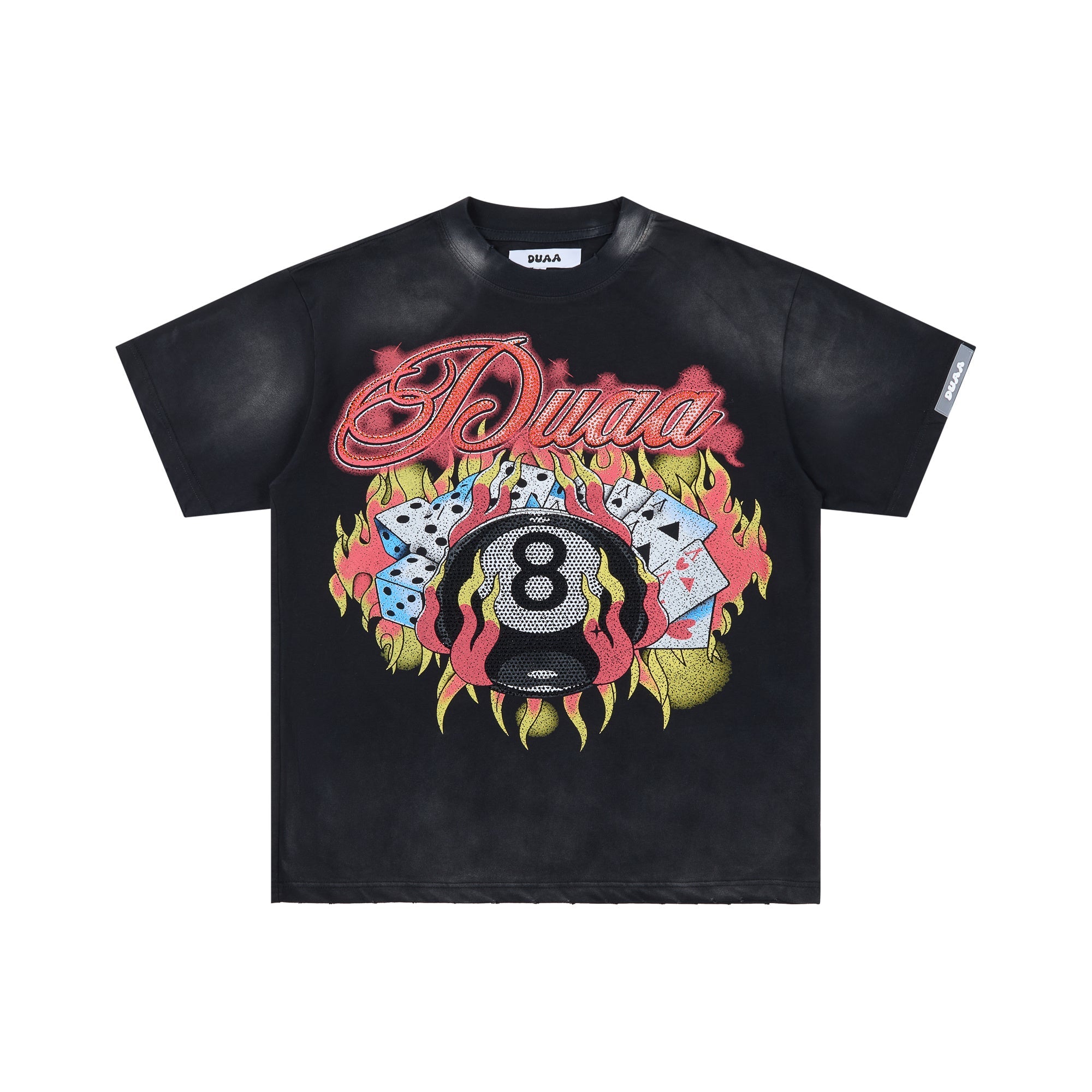 DUAA 8‑Ball Gambling Flames Double‑Sided Retro Graphic Tee