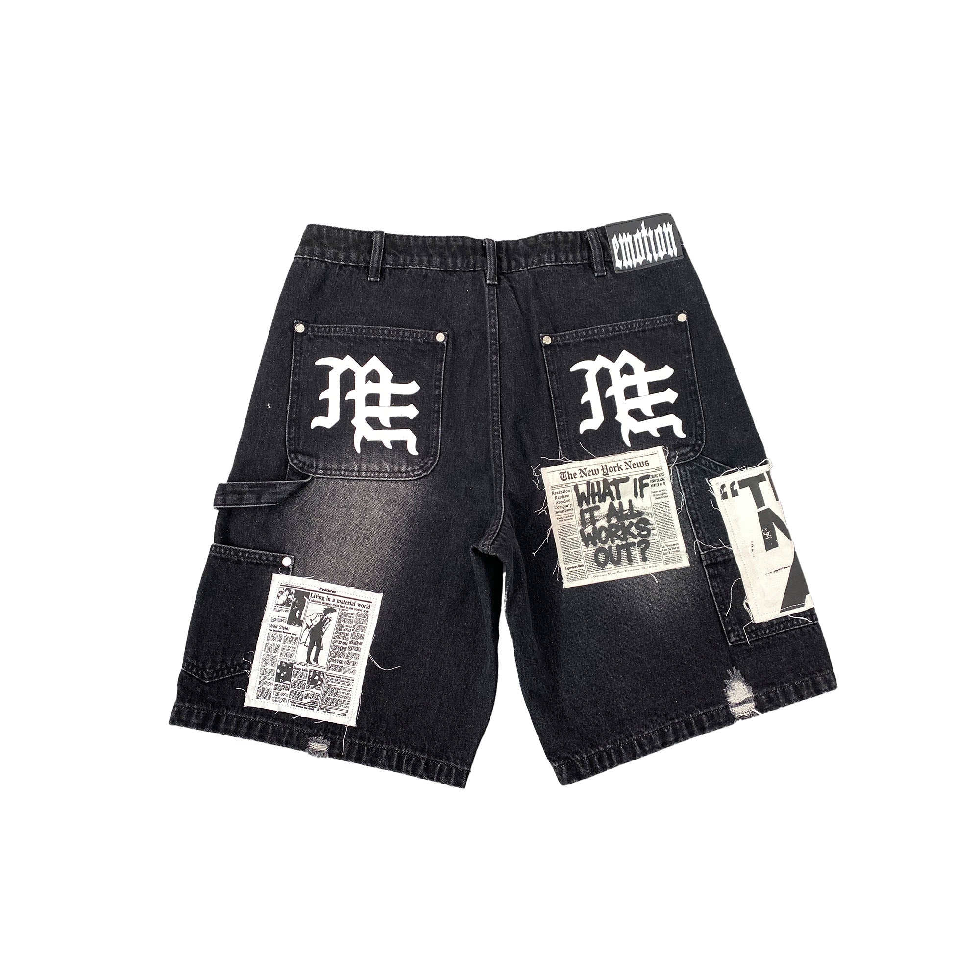 Black “AI” Denim Shorts