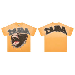 DUAA Gorilla Spike‑Chain Gradient Orange Graphic Tee