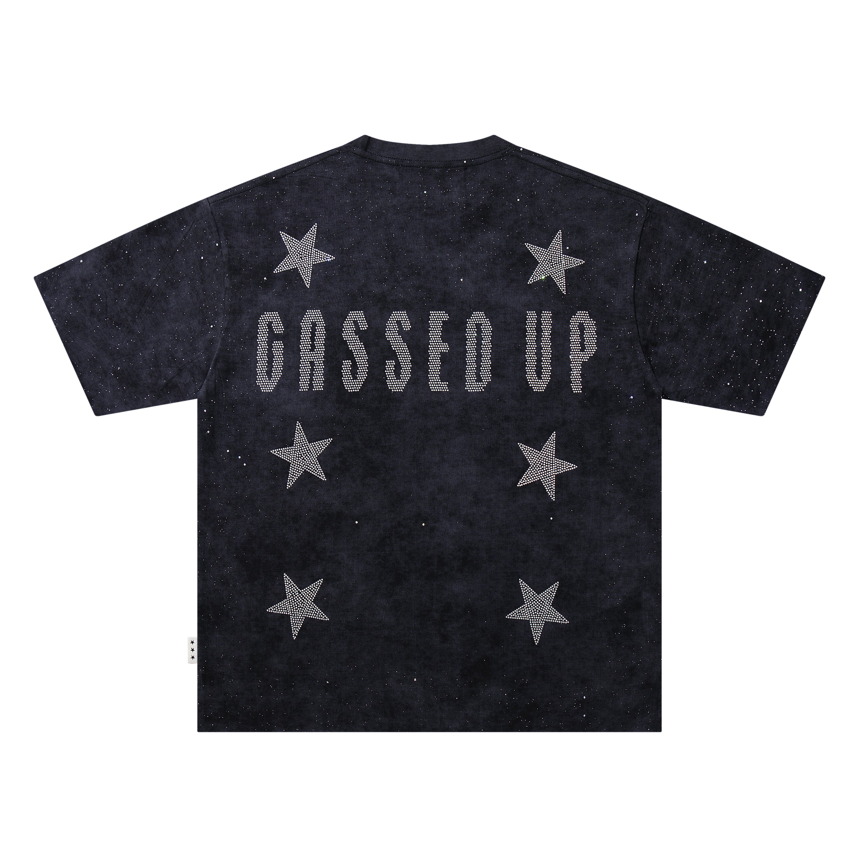 BKYS Cased DJ Star Rhinestone Black Washed Oversized Graphic T-Shirt