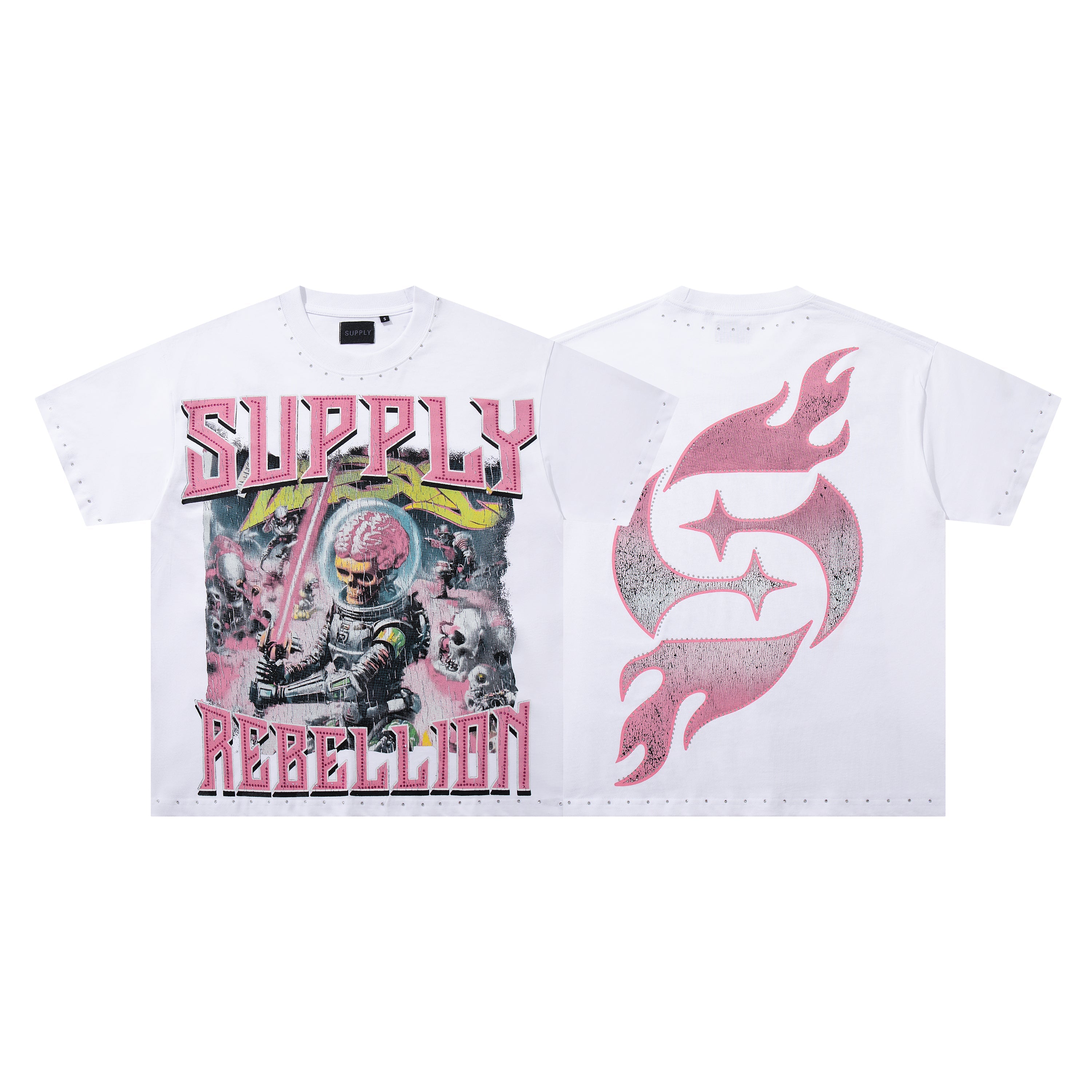 SUPPLY Dragon Flame Graphic Oversized White T-Shirt