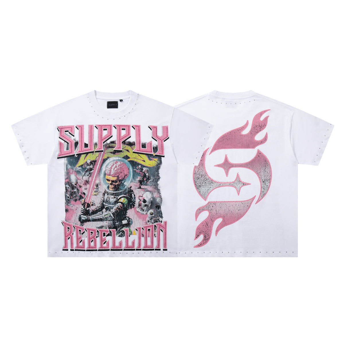 SUPPLY Dragon Flame Graphic Oversized White T-Shirt