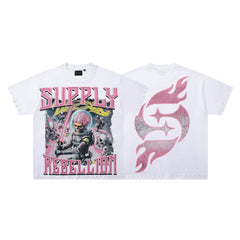 SUPPLY Dragon Flame Graphic Oversized White T-Shirt