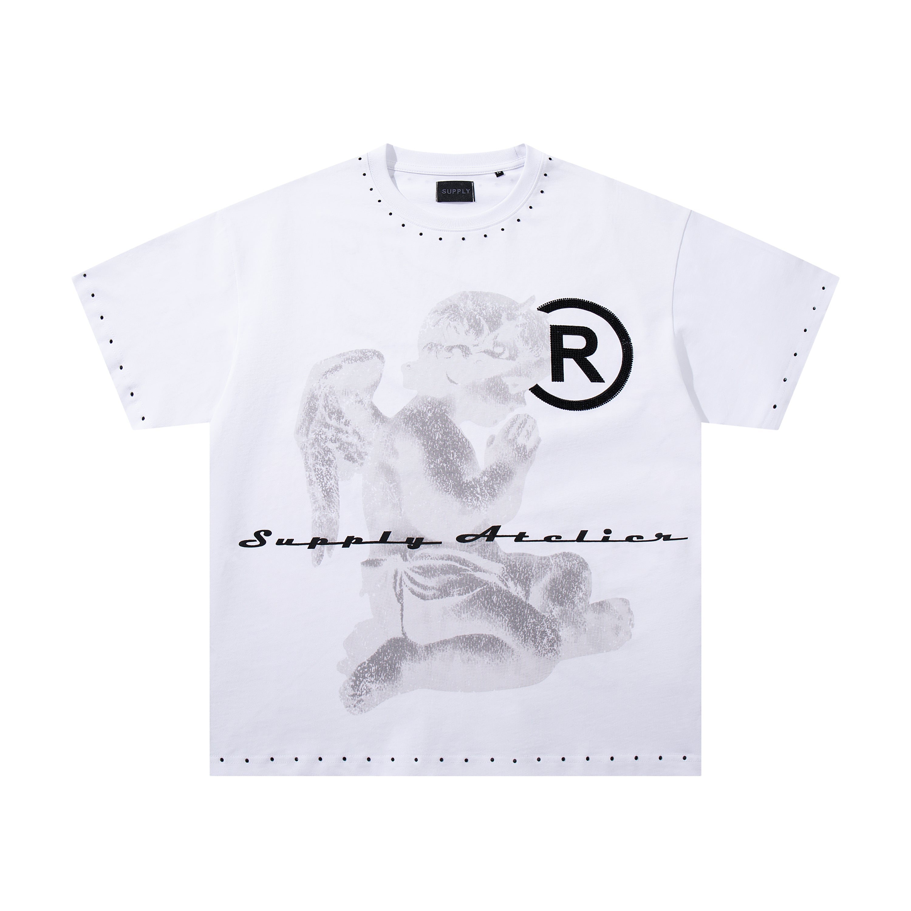 SUPPLY Angel Flame Minimal Graphic Oversized White T-Shirt