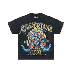 DUAA 1993 Forever Champions Global‑Flag Vintage Graphic Tee