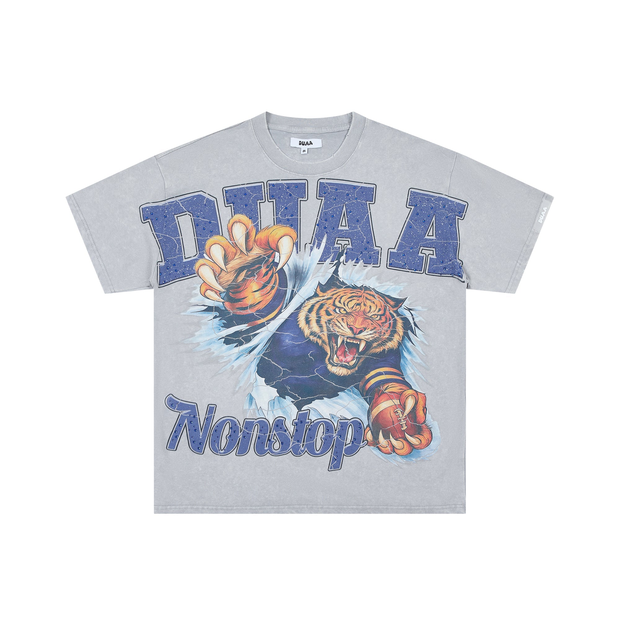 DUAA Nonstop Tiger Vintage Graphic Short‑Sleeve Tee