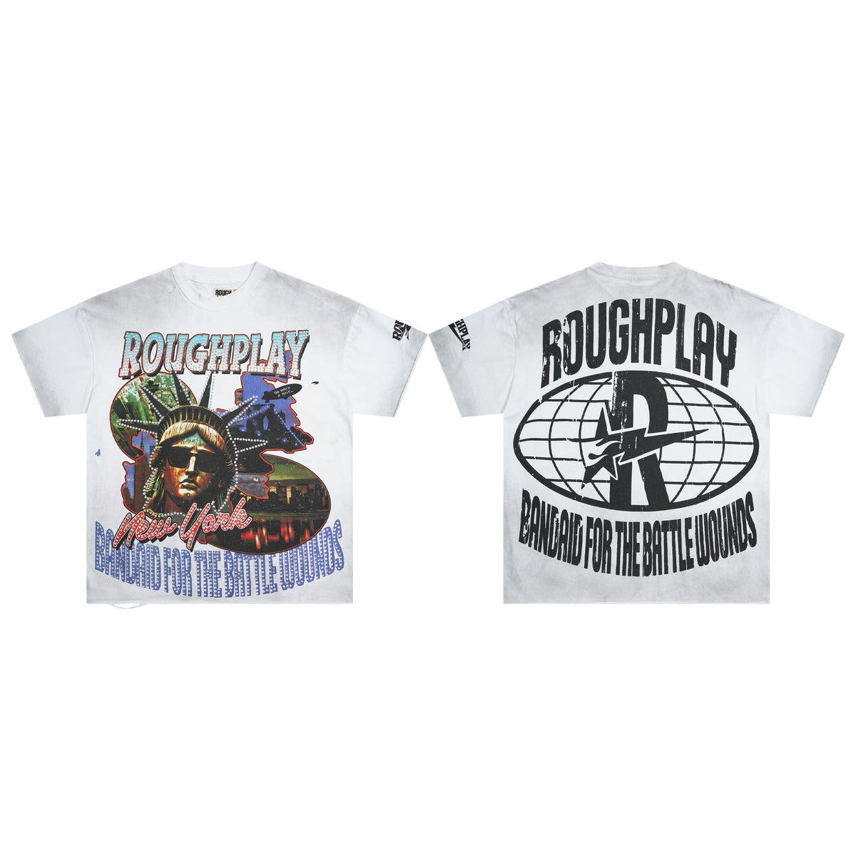 Roughplay NYC Sunglass Statue Of Liberty Double‑Sided Vintage Distressed Tee