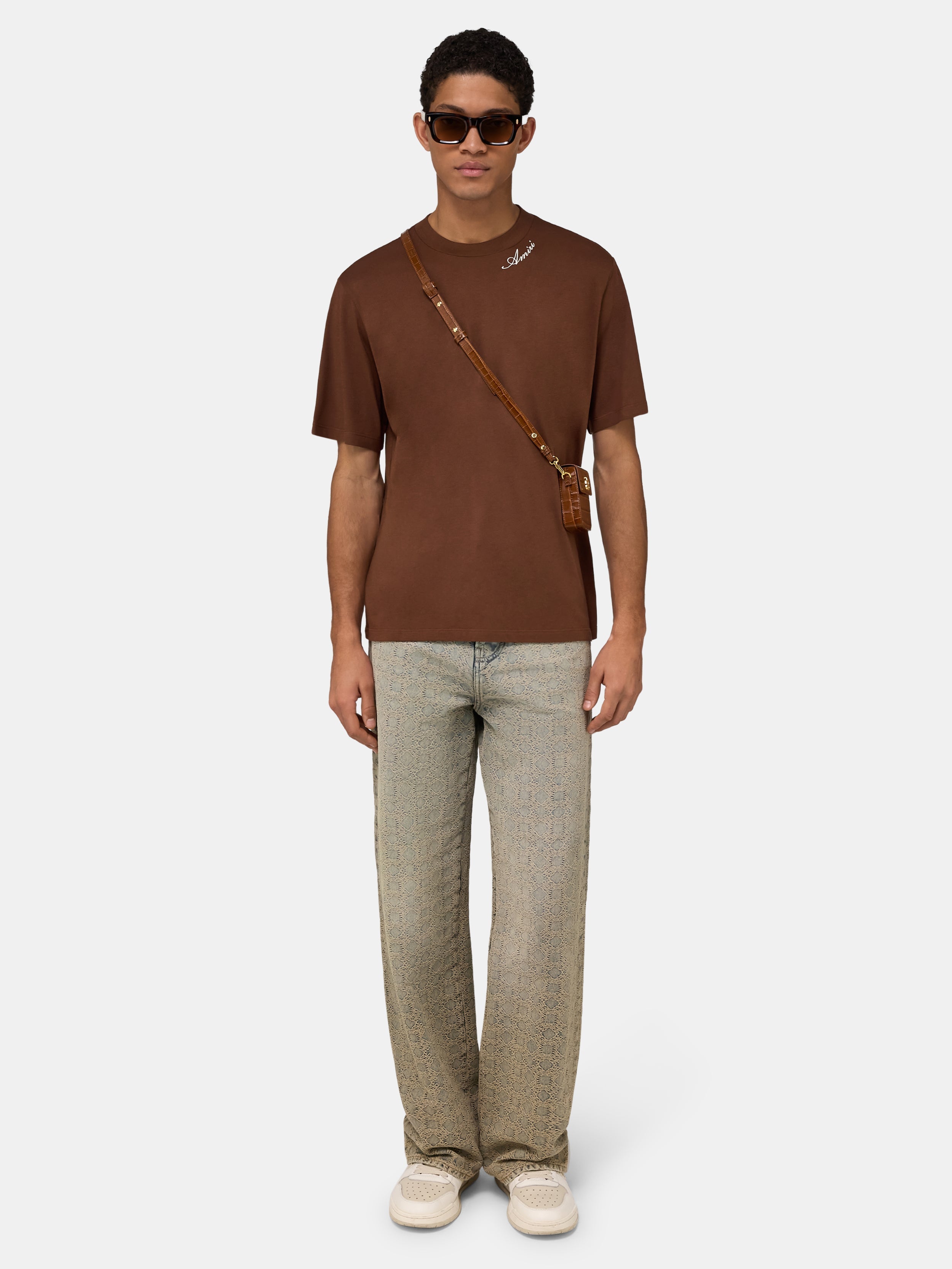AMIRI SCRIPT TEE - Tobacco