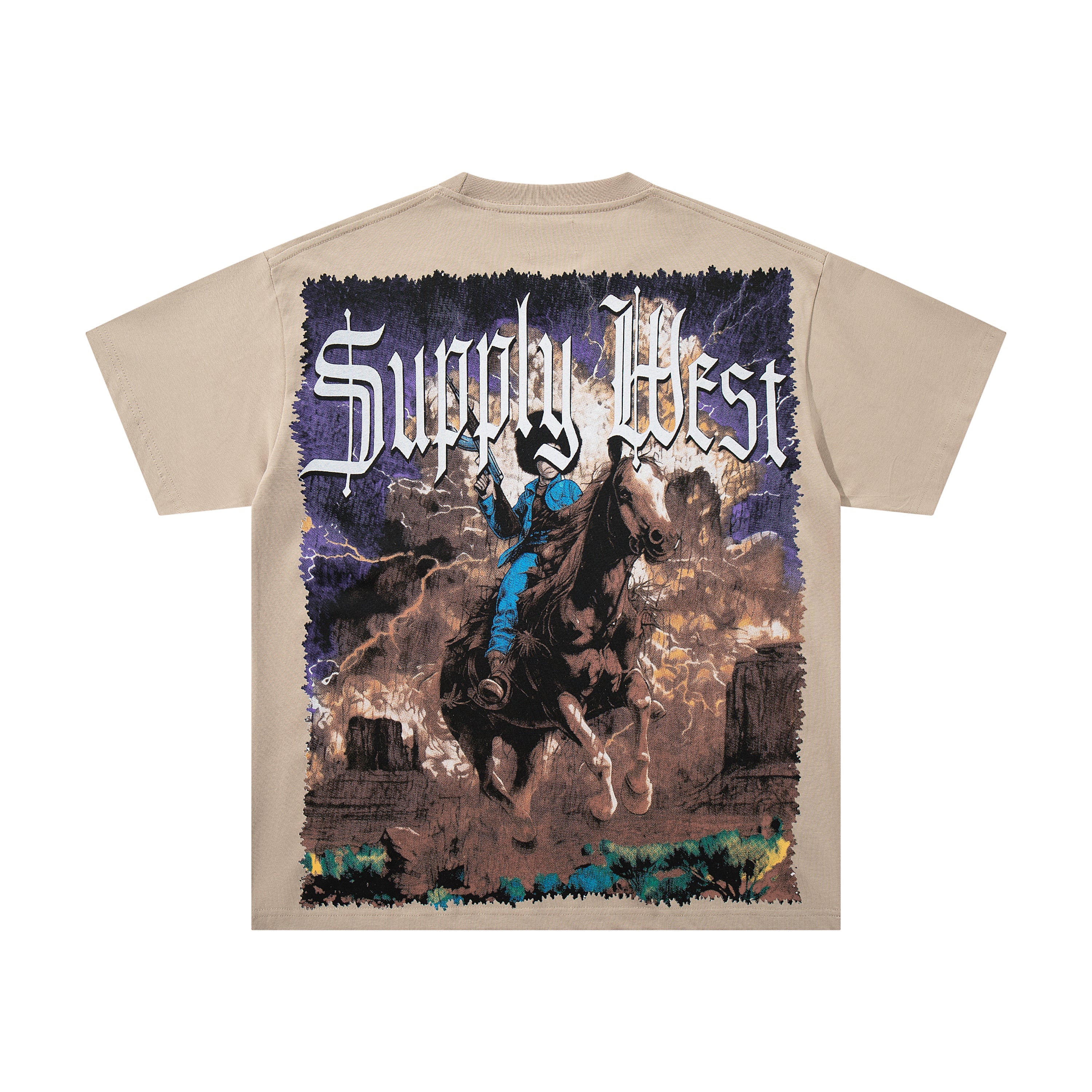 SUPPLY Mythical Warrior Graphic Oversized Beige T-Shirt