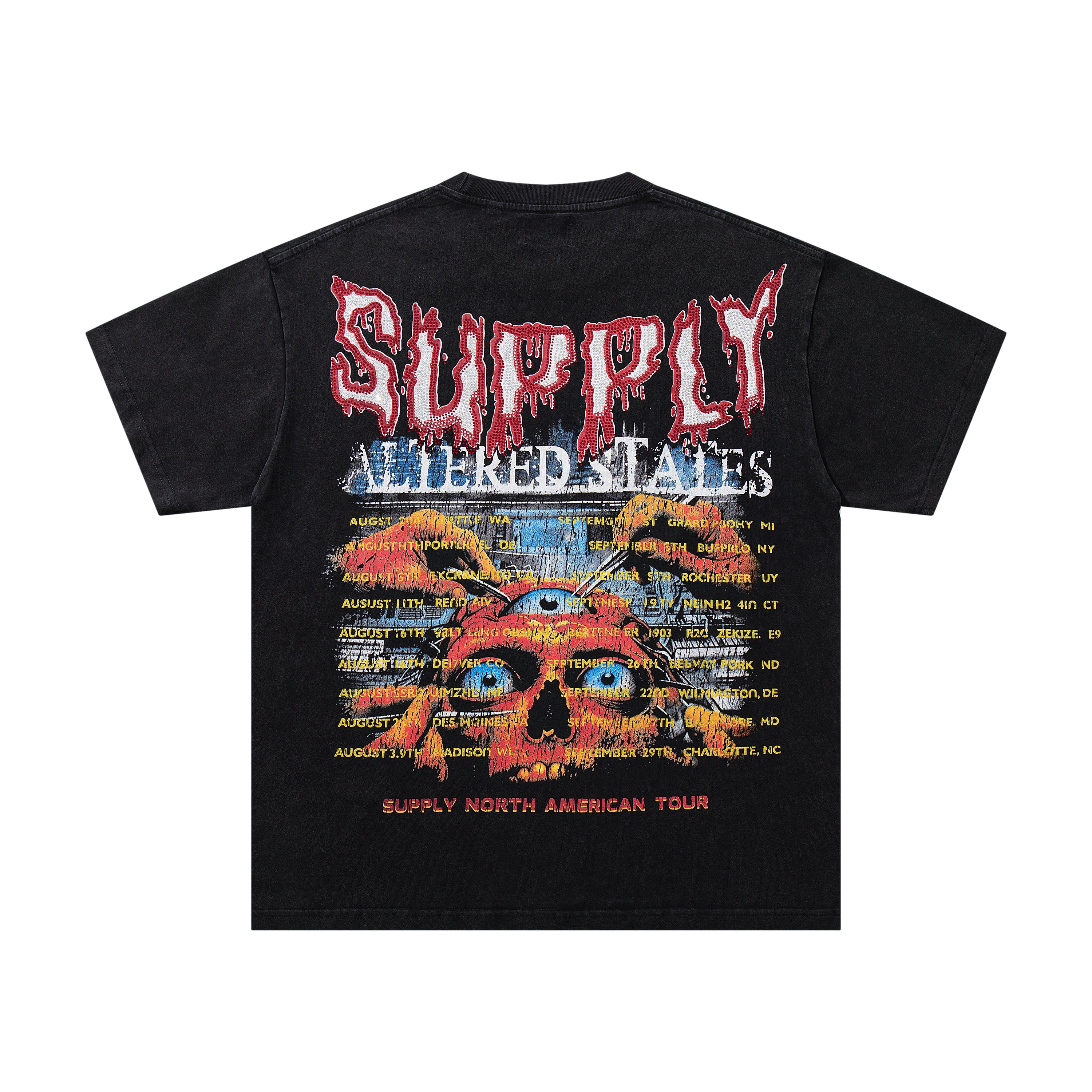SUPPLY Abstract Skull Punk Black Washed Oversized Graphic T‑Shirt