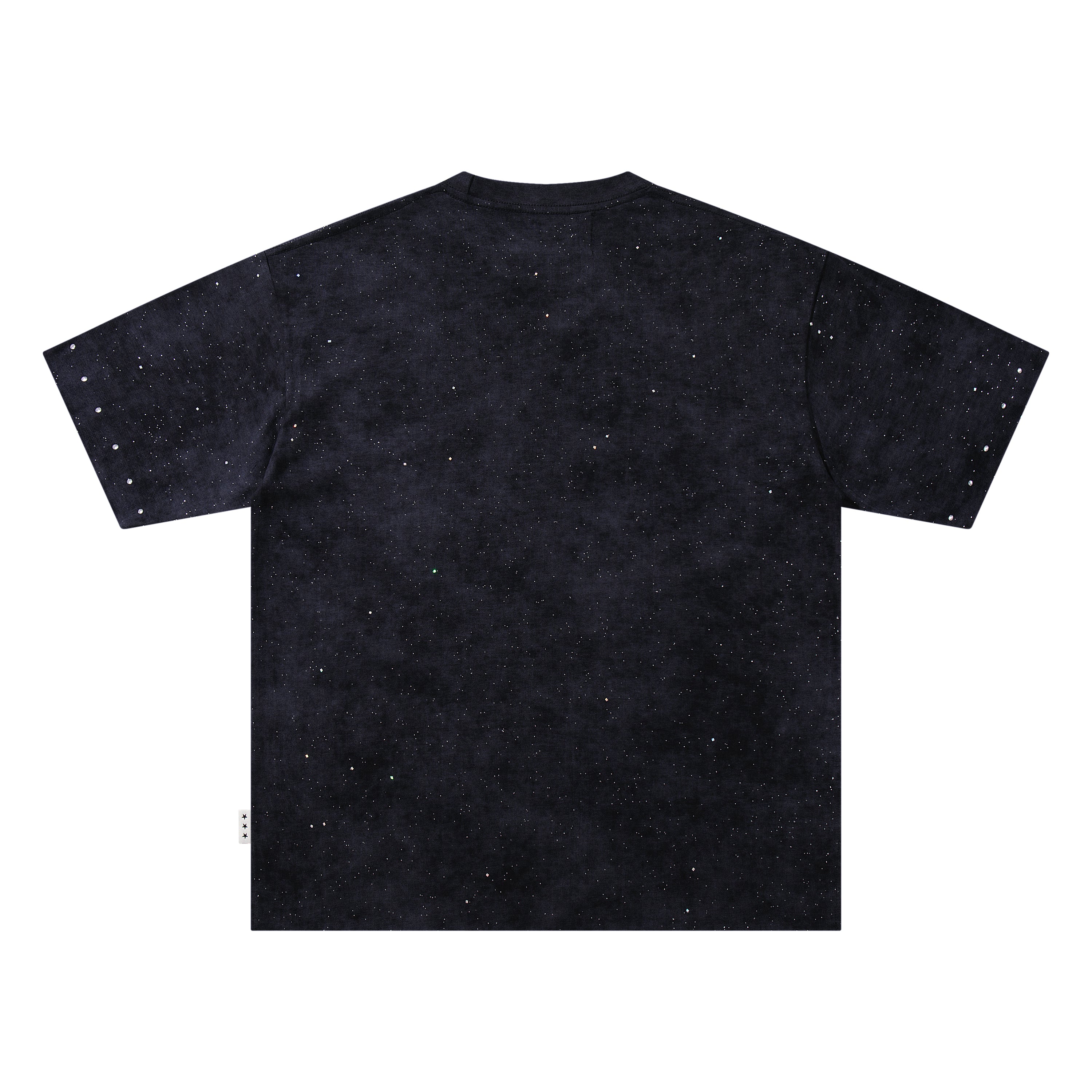 BKYS Angel Devil Kids Star Rhinestone Black Washed Oversized Graphic T-Shirt