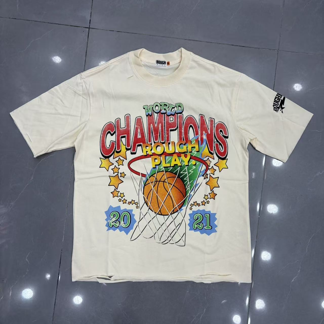 Roughplay World Champions Basketball Retro Sports Distressed Tee