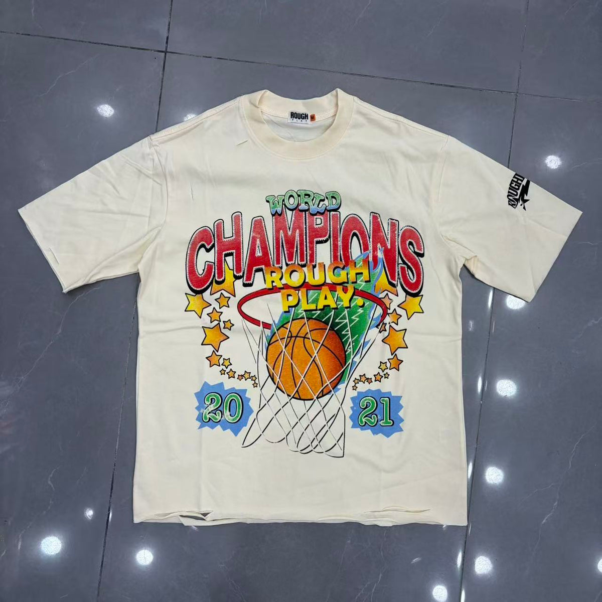 Roughplay World Champions Basketball Retro Sports Distressed Tee