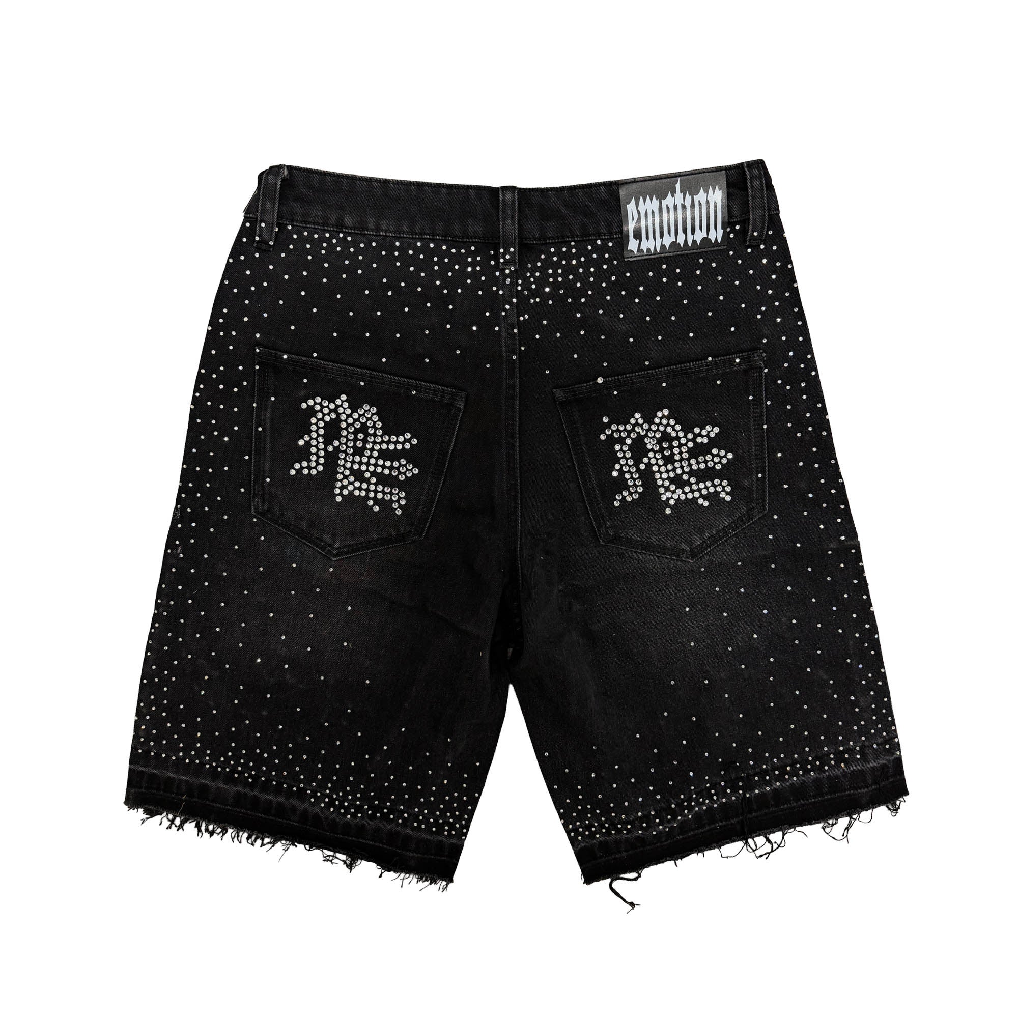 Black “ME” Rhinestone Denim Shorts