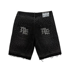 Black “ME” Rhinestone Denim Shorts
