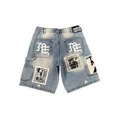 Blue “AI” Denim Shorts