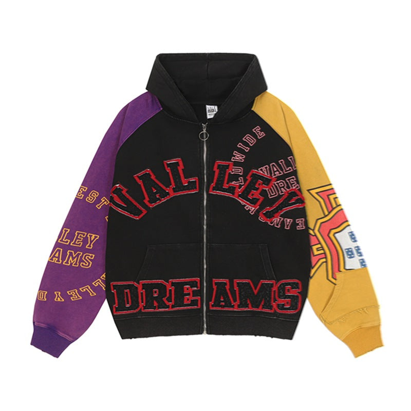 Vale Forever Dream Archive Color Block Zip Up Hoodie Black