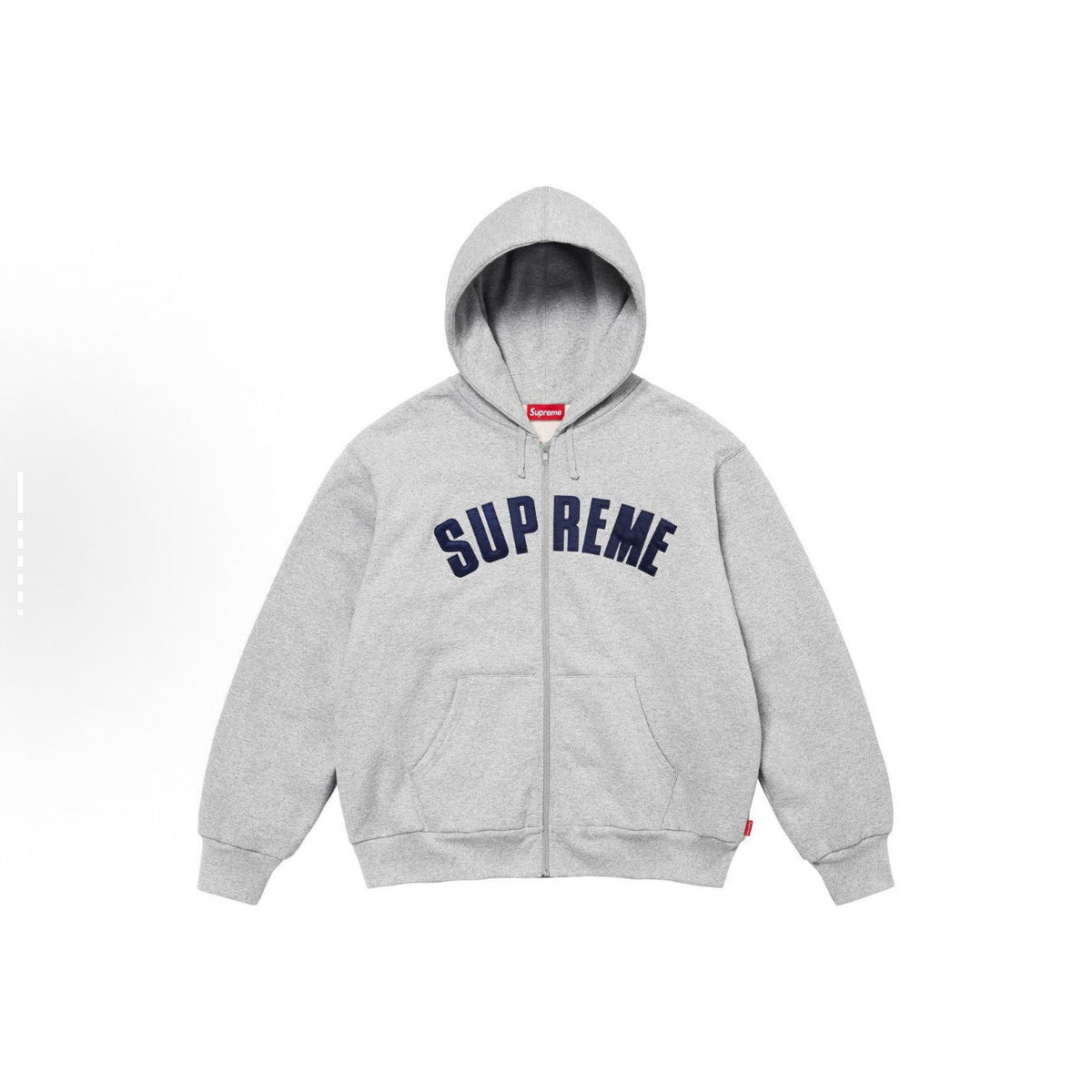 Supreme Arc Logo Full-Zip Hooded Sweatshirt - Light Grey