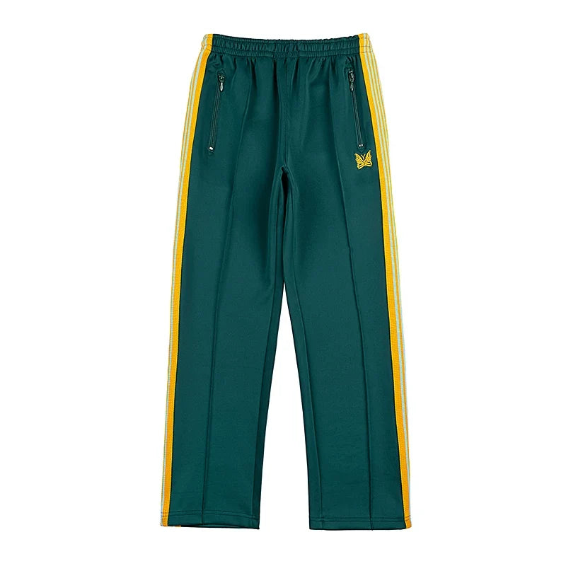 Needles Zebra Stripe Side Tape Track Pants Green Yellow