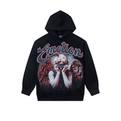 Mixed Emotions Masked Angel Pullover Hoodie Retro Streetwear Top