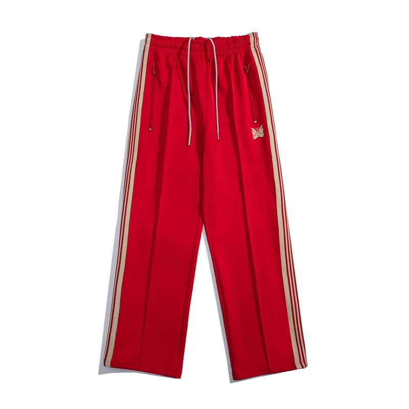 Needles Zebra Stripe Side Tape Track Pants Red Beige