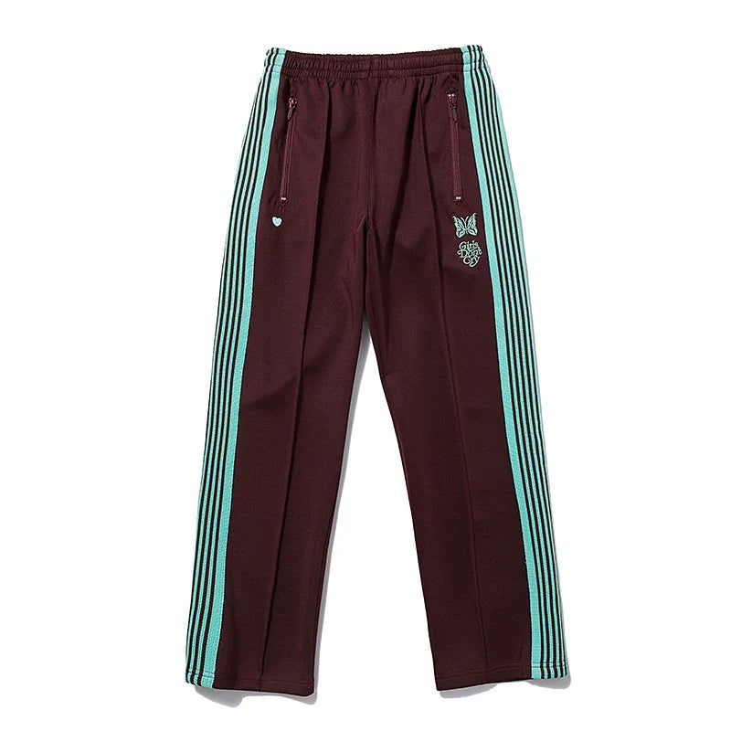 Needles Burgundy Mint Zebra Stripe Track Pants
