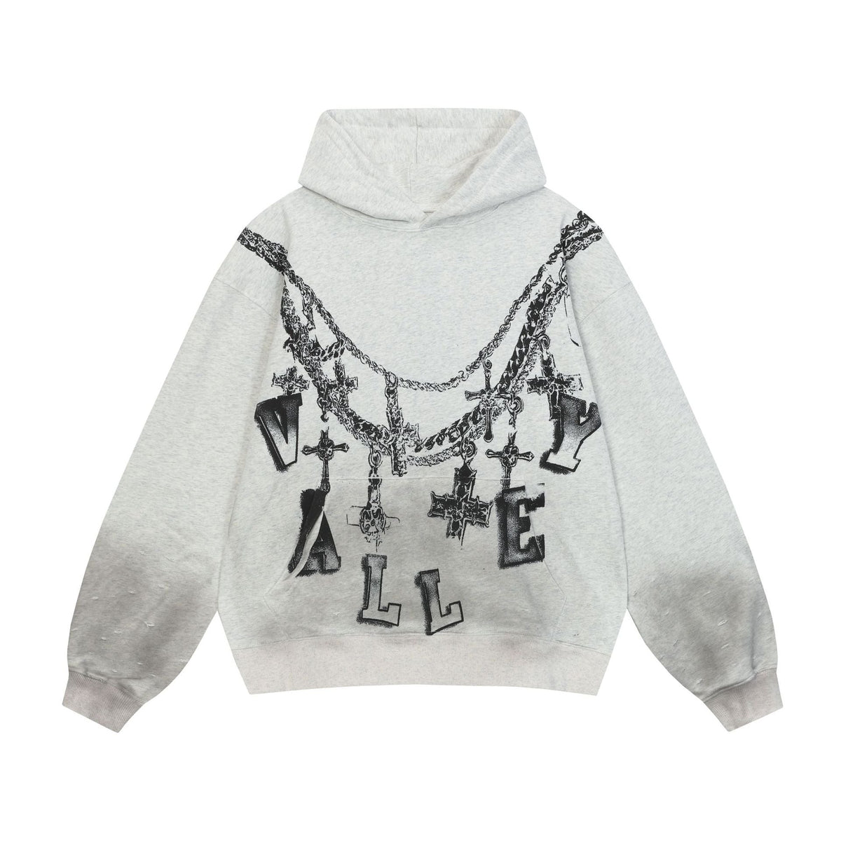 Vale Forever Cross Chain Graphic Pullover Hoodie Grey