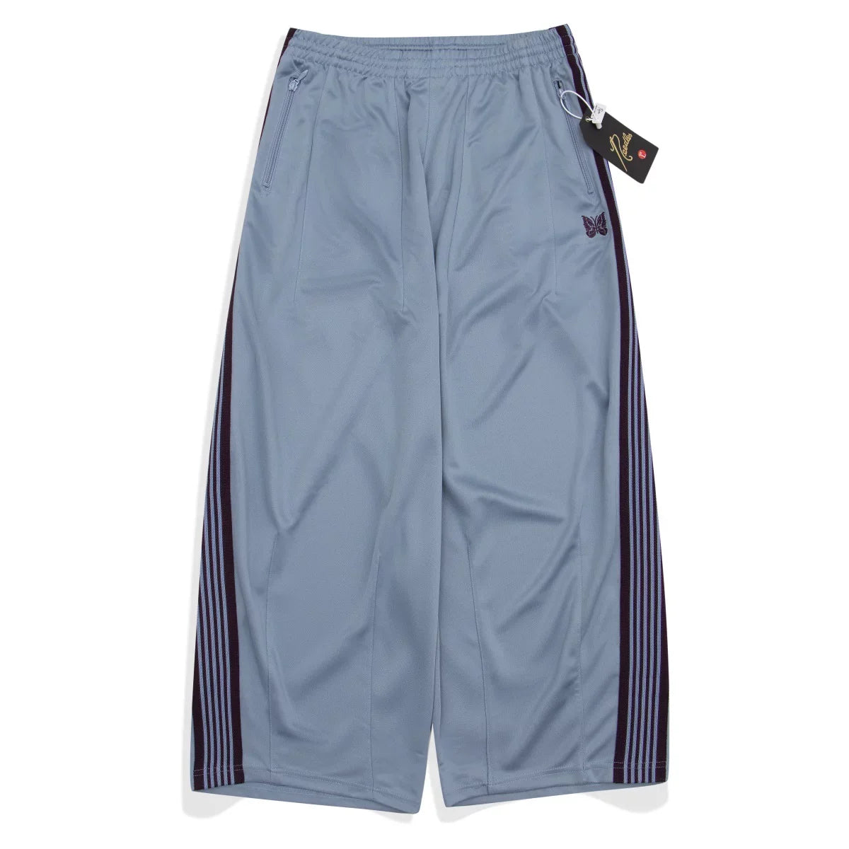 Needles Butterfly Embroidered Side Stripe Wide Leg Track Pants Mauve