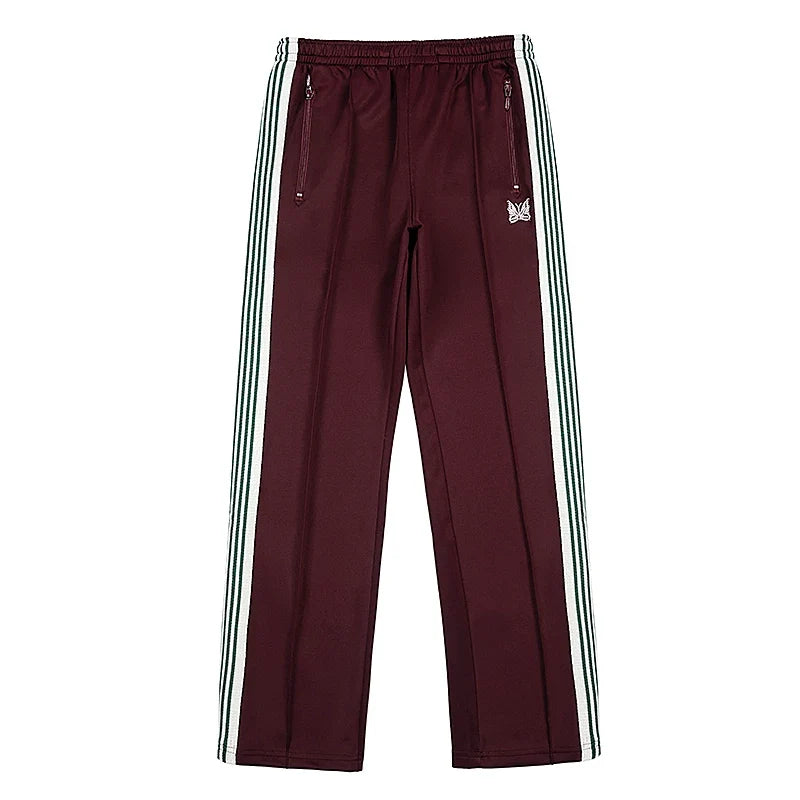 Needles Zebra Stripe Side Tape Track Pants Burgundy Green