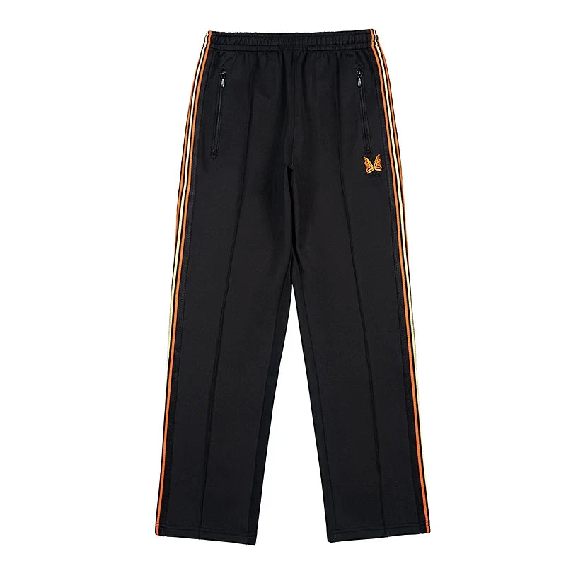 Needles Zebra Stripe Side Tape Track Pants Black Orange