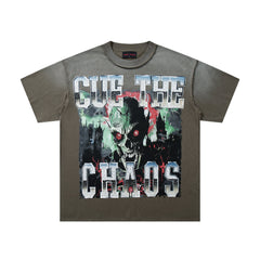 Rare Peace Cue The Chaos Olive Washed Oversized Graphic T‑Shirt
