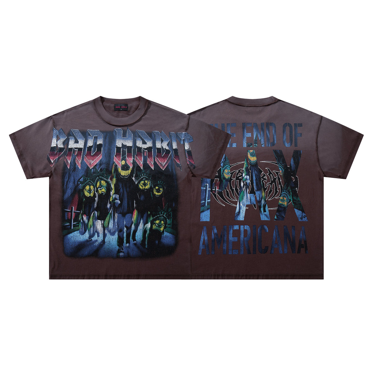 Rare Peace The End Of Time Graphic Oversized Brown T-Shirt