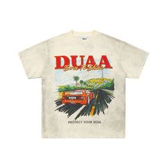 DUAA Born To Shine Retro Highway Sports Car Double‑Sided Graphic Tee