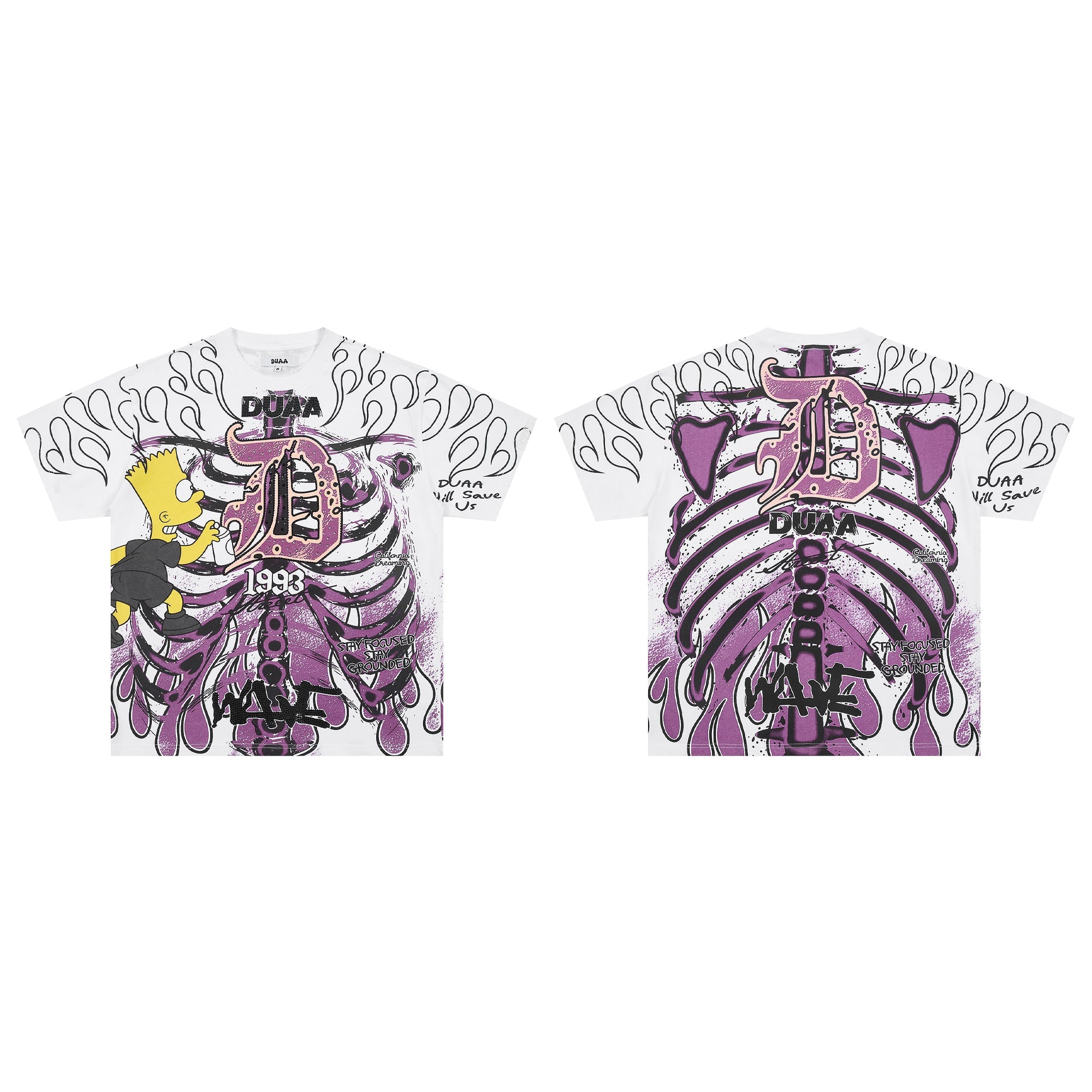 DUAA Purple Skeleton Cartoon Character Vintage Graphic Tee