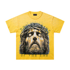 Rare Peace SOS Skull The End Of An Era Rhinestone Yellow Oversized T-Shirt
