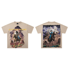 SUPPLY Mythical Warrior Graphic Oversized Beige T-Shirt