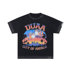 DUAA City Of Angels Cherub Sunset Cityscape Vintage Graphic Tee