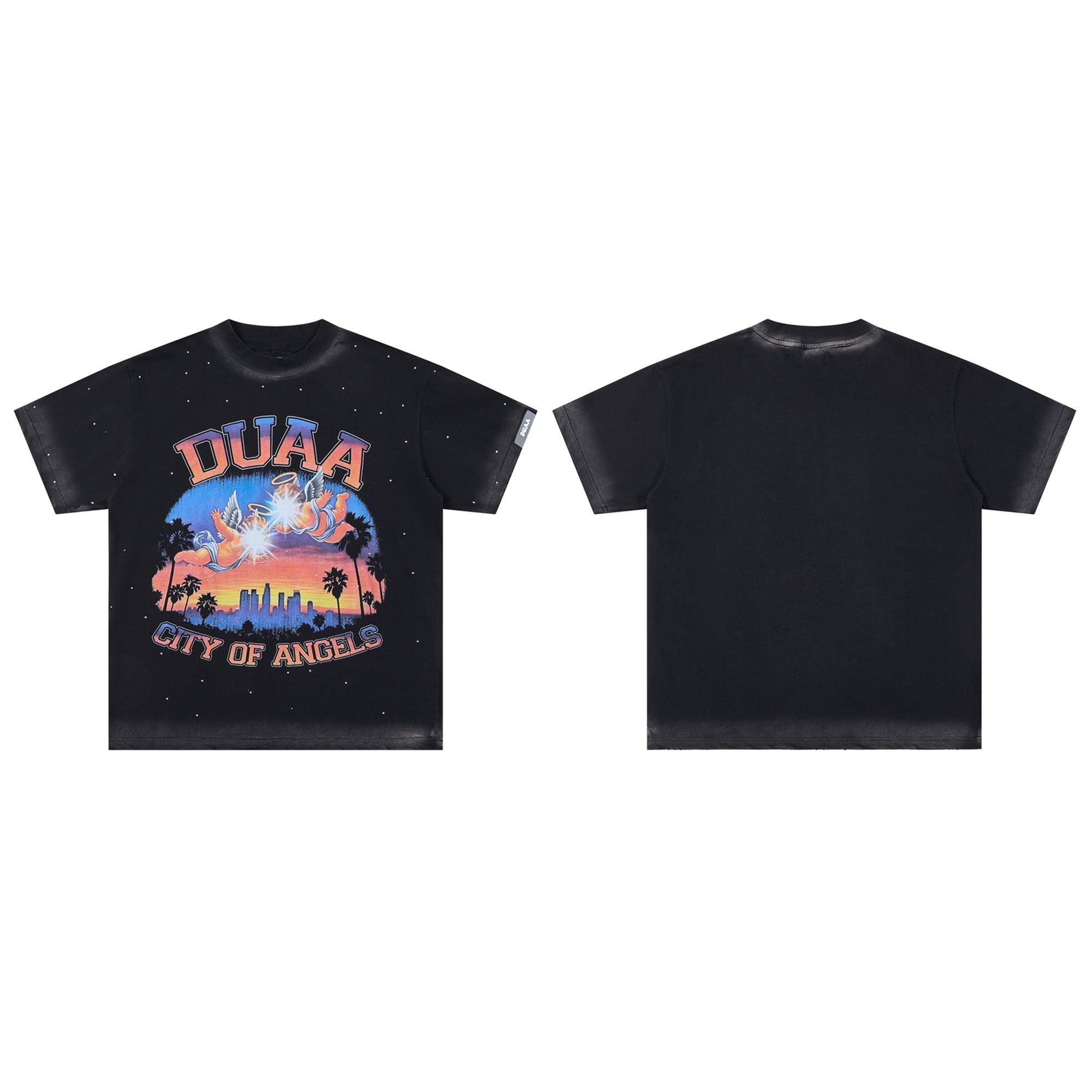 DUAA City Of Angels Cherub Sunset Cityscape Vintage Graphic Tee