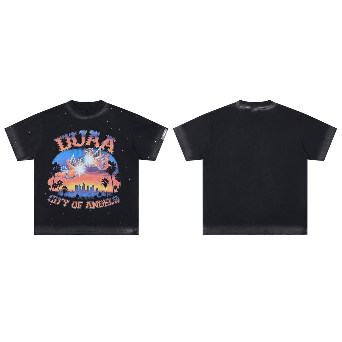 DUAA City Of Angels Cherub Sunset Cityscape Vintage Graphic Tee