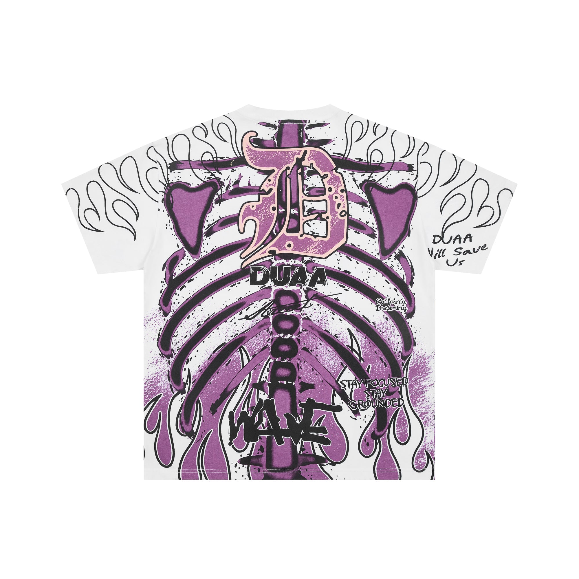 DUAA Purple Skeleton Cartoon Character Vintage Graphic Tee